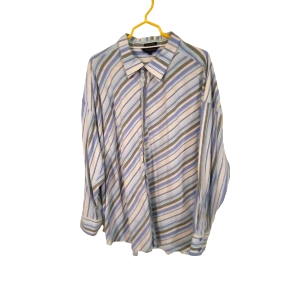 Casual Button Up Visivo Diagonal Striped Design Long Slve. Night Out Office 4X